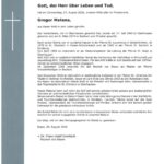 Pastor Gregor Matena, Pastor i.R. ist verstorben